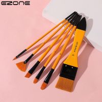 【CW】 EZONE 6PCS Paint Brushes Set Hair Painting Short Rod Watercolor Supplies