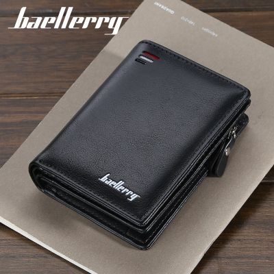 【JH】Baellerry Short Men Wallets Fashion New Card Holder Multifunction Organ Leather Purse For Male Zipper Wallet With Coin Pocket