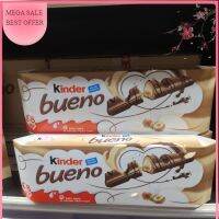 Kinder bueno 8 twin bars รสไวท์ช็อคโก แลต (กล่องยาว 16 แท่ง)