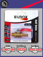 EUROX บอลวาล์วตัวผู้ 2 หุน (1/4 นิ้ว) -หางไหล 8H สีทอง Ball Valve size 1/4M-8H , Pressure 150 psi [VMH28]