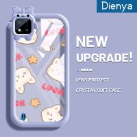 Dienya เคสสำหรับ Realme C20 C20A C11 C11 2021 2020 Narzo เคส50i การ์ตูนน่ารักรูปดาวและแมวสีสันสดใสนิ่มกันกระแทกเคสโทรศัพท์โปร่งใสที่น่ารักปลอกซิลิโคนป้องกันเลนส์กล้องมอนสเตอร์ที่น่ารัก