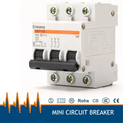 Ac380v Dz47-63 3เฟส25แอมป์เบรกเกอร์ Mcb จิ๋ว