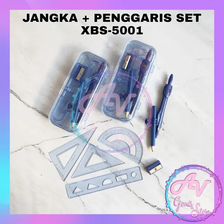 Jangka Penggaris Set Xbs Jangka Set Math Set Jangka Penggaris Set In Lazada