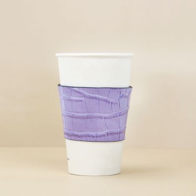 Customized Leather Cup Holder Colorful Insulated Leather Cup Sleeve crocodile Leather Non-slip Holder for Coffee Cup