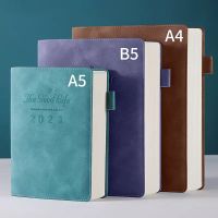 416 Pages 2023 High-value Leather Cover Notebook Stylish Business Notepad Thickened School Office Supplies A5 A4 B5 Notebook Note Books Pads