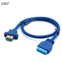 Single Port USB3.0 USB 3.0 Female Screw Mount Panel Type to Motherboard 20Pin Cable 50cm 1.5ft 0.5m