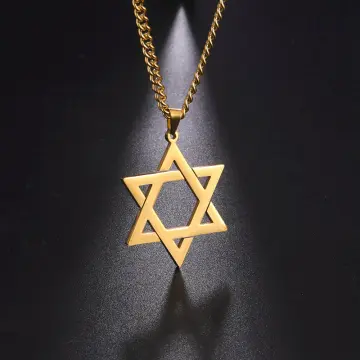 Gold Plated Jewish Pendant For Men - Shema Star Of David | aJudaica.com