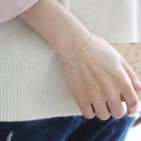 GOLDtutu 14K สร้อยข้อมือคริสตัลสีทองแท้เครื่องประดับ Minimalist สไตล์เรียบง่าย