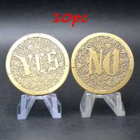 10ชิ้นโชคดีการตัดสินใจอวยพร Yes No พลิกท้าทายเหรียญชุบทองแดง