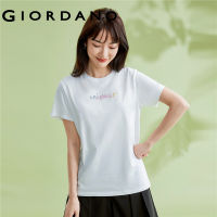 GIORDANO ผู้หญิง เสื้อยืดคอกลมแขนสั้นพิมพ์ลายยูนิคอร์นผ้าฝ้ายถัก Free Shipping 13393201GHYJ