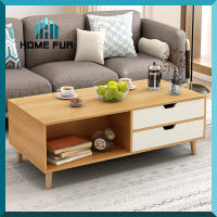 Home Fur โต๊ะกลาง โต๊ะกลางรับแขก ด้านล่างมีลิ้นชักเก็บของ ช่องใส่ของ