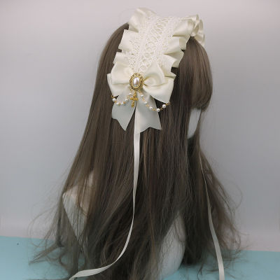 Intricate Hair Band Luxurious Hair Adornment Gothic Lolita Headband Handmade Hairpin Maid Lace Hair Accessory