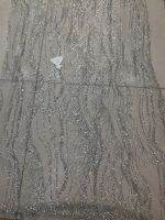 Hot selling Jolin-081 glued glitter sequins lace fabric African French net tulle Lace Fabric for party