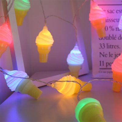 ไอศครีมไฟเทพนิยายพวงมาลัย LED,ไฟต้นคริสต์มาสแบบโซ่โคมไฟกลางคืนชานบ้านปาร์ตี้ห้องนอนเด็กห้องนั่งเล่นของขวัญตกแต่ง