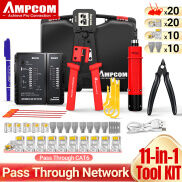AMPCOM RJ45 Crimping Tool Set, RJ45 Crimper Lan Tester Tool Set Ethernet