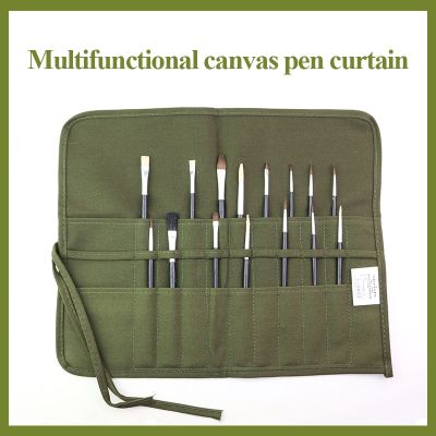 Skyists Art Multifunctional 22/30 Holes Canvas Pen Curtain &amp; 15pcs Brushes Insert Pen Roll Up Bag/Case Pencil Storage Bag 1508