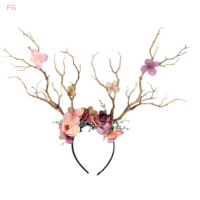 ?【Lowest price】FG ฮาโลวีน chritmas ยาวเขากวางดอกไม้สาขาแถบคาดศีรษะ props แตร headpieces