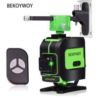 BEKOYWOY Line 3D Laser Level, Floor and Wall Powerful Green 12 Lines, with 5 Brightness Adjustment