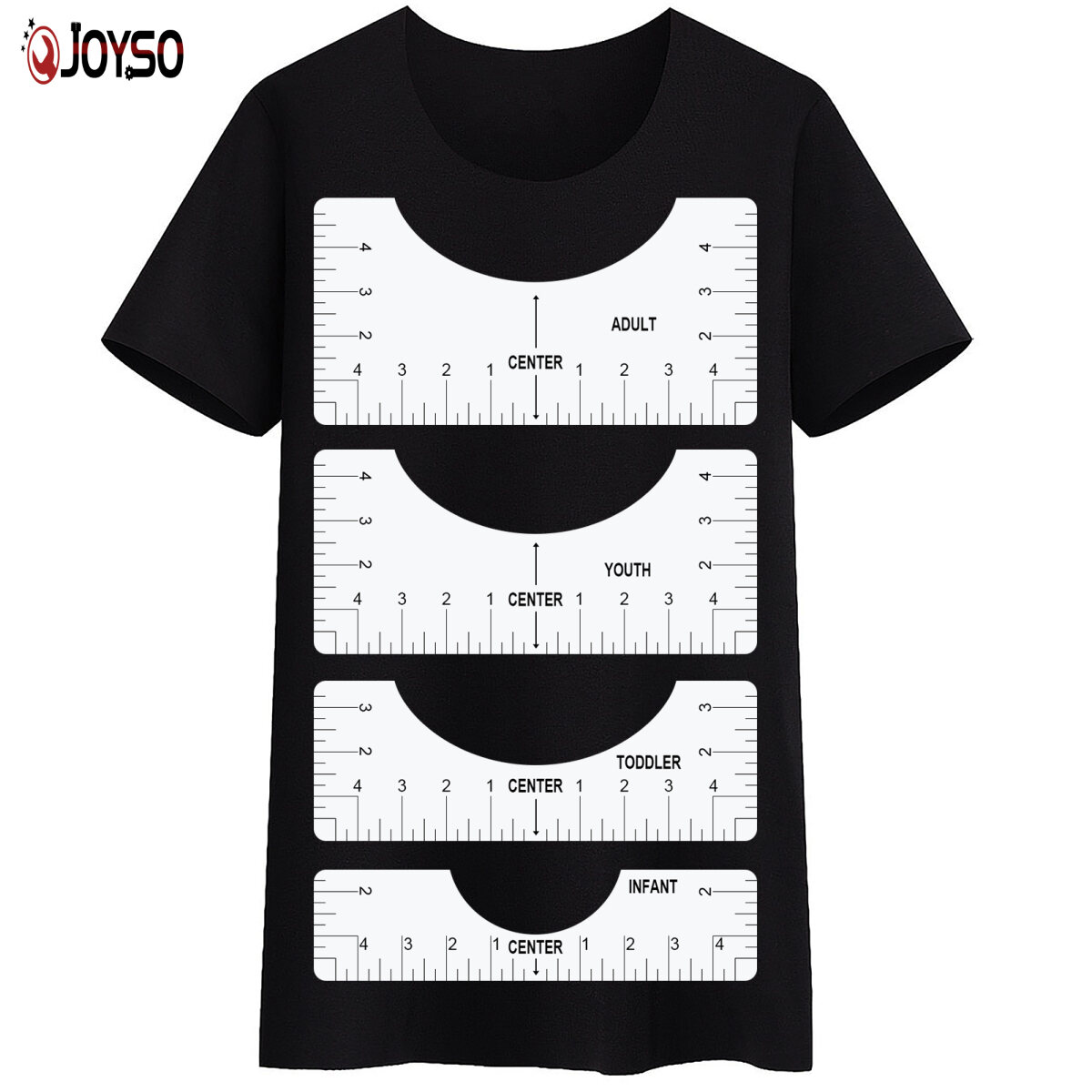 T-Shirt Alignment Ruler Tshirt Ruler Guide for Vinyl for Guiding T-Shirt Design White T Shirt Ruler Guide Adult Youth Toddler Infant 4 Rulers Included Center Design Rulers with Size Chart 