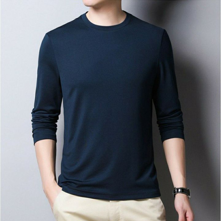 เสื้อแขนยาวสีกรม-เสื้อยืดแขนยาว-st16-navy