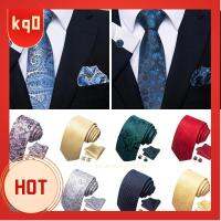 KQ0 คลาสสิกแบบคลาสสิก Cravat ธุรกิจสำหรับธุรกิจ ผ้าไหมโพลีเอสเตอร์ กระเป๋าสี่เหลี่ยม อุปกรณ์เสริมเสื้อ การออกแบบใหม่ล่าสุด เน็กไท สำหรับผู้ชาย