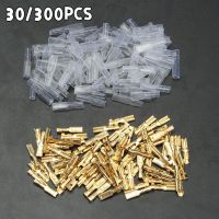 【hot】◆❃  30/60/150/300PCS Male Female Spade Crimp Terminal 2.8/4.8/6.3mm Gold Electrical Insulating Sleeve Wire Wrap Connectors