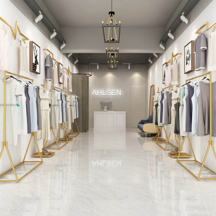 Numa clothing store display rack Golden women's clothing store wrought