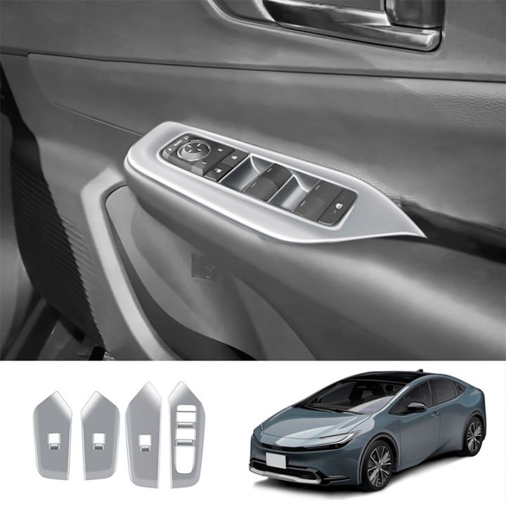 car-window-glass-lift-button-switch-cover-trim-door-armrest-panel-for-toyota-prius-60series-2020-2023-carbon-fiber-black