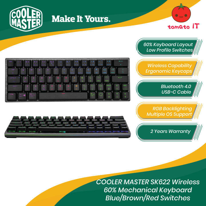 COOLER MASTER SK622 Wireless 60 Mechanical Keyboard Red/Blue/Brown