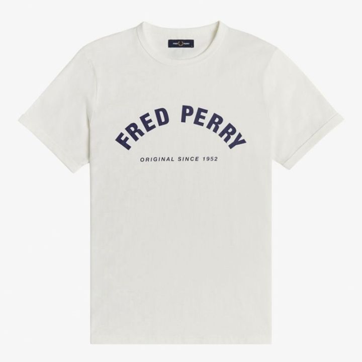 fred-perry-2023-fred-perry-ผ้าฝ้ายแขนสั้นเสื้อยืดลายหูข้าวสาลีปักสีทึบพิมพ์คอกลมปักลายแฟชั่นวัยรุ่น