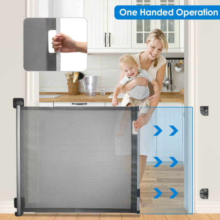 Retractable Safety Gate For Baby And Dog, Easy Install Stair Gate Roll
