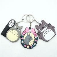 Cute Cartoon Totoro Keychain PVC Silicone Anime Key Chain Double Side Cartoon Key Ring Kid Trinket Key Holder