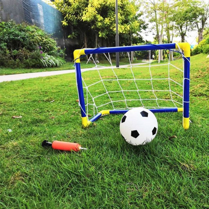 deniset-ชุดตาข่ายของเล่นขนาดเล็กมีปั๊มถอดเสาโกลล์ฟุตบอลออกได้ฟุตบอลกีฬากลางแจ้ง