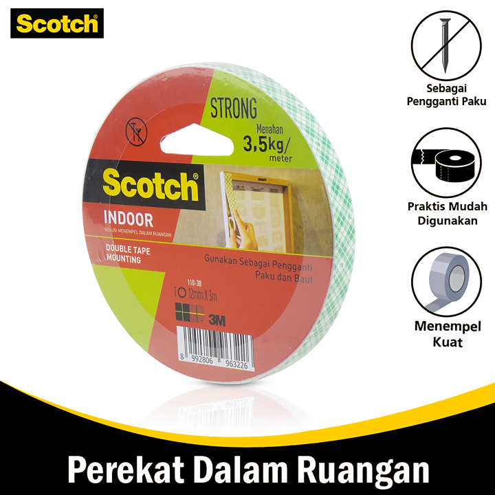 3M Scotch VHB Perekat Double Tape 12 MM X 3 M Pengganti Paku / Baut ...