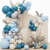 【LZ】✿♛☢  Kit De Arco De Balão De Látex Balões De Festa Para Casamento Recepção Banquete Noivado Decoração De Chuveiro Nupcial Areia Azul Areia Branco