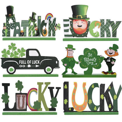 Irish With Irish Shamrock Party Supplies Figurine Craft Table Sign Lucky Wooden Ornament