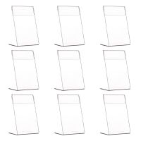 9Pcs Slanted Display Rack Price Tags Rack Acrylic Display Stand L-shaped Transparent Stand Price Tag Display Rack for Restaurant Artificial Flowers  P