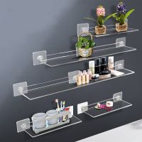 【CW】 Storage Rack Shelf Wall Mounted Thick Transparent Floating Display Stick Organizer