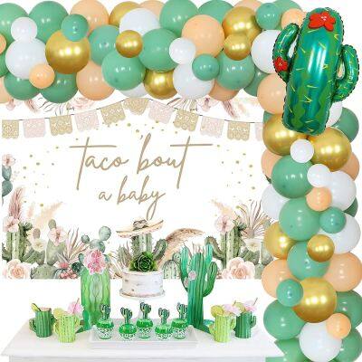 Dekorasi Baby Shower วันเกิด JOLLYBOOM Cactus,Taco Bout A Baby Backดร็อป,Boho Fiesta Dekorasi Baby Shower,Mexican Balloon Garland ชุดโค้งสำหรับอาบน้ำทารกของตกแต่งงานปาร์ตี้วันเกิด