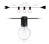 25FT กลางแจ้ง S tring แสงไฟฟ้าเสียบ LED พู่ห้อยคริสต์มาส G40หลอดไฟนางฟ้าแสงสวนพวงมาลัยงานแต่งงานตกแต่ง110โวลต์220โวลต์