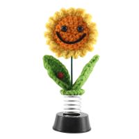 ∏☢△ Sunflower Car Dashboard Decorations Dashboard Knitted Flowers for Women Car Ornament Accessories