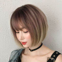 D3113Wig สตรีผมสั้น Bobo สไตล์ใหม่ Bobbarber ผมสั้นตรงวิกผมเส้นใยเคมีที่สมจริงจุดทรงฝัก33ซม.