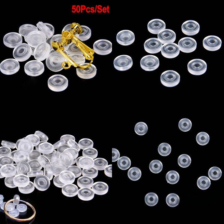 ltata-temperament-100-50-10ชิ้นใสซิลิโคนอ่อนนุ่มแผ่นป้องกันอาการปวดหูคลิปแผ่นป้องกันอาการปวดสำหรับอุปกรณ์เสริมต่างหูพบเครื่องประดับ-diy