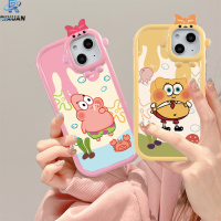 Rixuan เคสน่ารักใช้ได้กับ iPhone 11,iPhone 14,iPhone 12,iPhone 13 Pro Max iPhone 7 8 Plus 6 6S Plus XR 14 Plus XS MAX SE 2020น้อยน่ารักเลนส์ Monster การ์ตูน Spongebob ฝาครอบโทรศัพท์นิ่มกันกระแทก