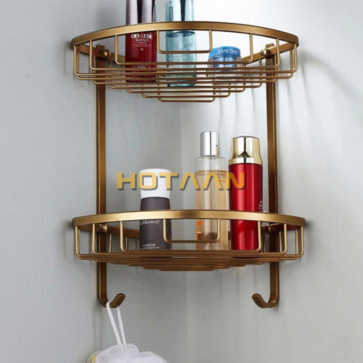 free-shipping-wall-mounted-antique-finish-aluminum-bathroom-shower-shampoo-shelf-basket-holder-fashion-double-layer-yt-7004