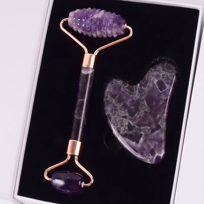 ✽™✧ Amethyst Sawtooth Face Roller Natural Stone Crystal Massage Acupuncture Tool Health Beauty Neck Slimming Anti Wrinkle Cellulite