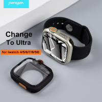 นาฬิกา PARAGON เคสสำหรับ Apple Watch ซีรี่ส์8 &amp; 7 4/5/6/SE 45มม. 44มม. รุ่นอัพเกรดเคสปกป้องหน้าจอพร้อมอุปกรณ์ปกป้องหน้าจอกระจกเทมเปอร์