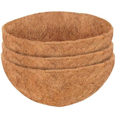 3 Pcs Natural Coconut Fiber Basket Coconut Replacement Liner for Hanging Baskets Planters Flowers