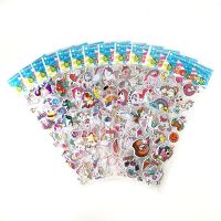 12 Sheets/Set Kawaii Unicorn Stickers for Children Cartoon 3D Bubble PVC Sticker Scrapbook Notebook Decoration Stickers