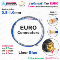 สาย ลายเนอร์ ท้าย Euro สีน้ำเงิน 0.8-1.0mm สำหรับงานเชื่อม MIG/MAG #ไลเนอร์ #ไลน์เนอร์  #liner #MIG #MAG